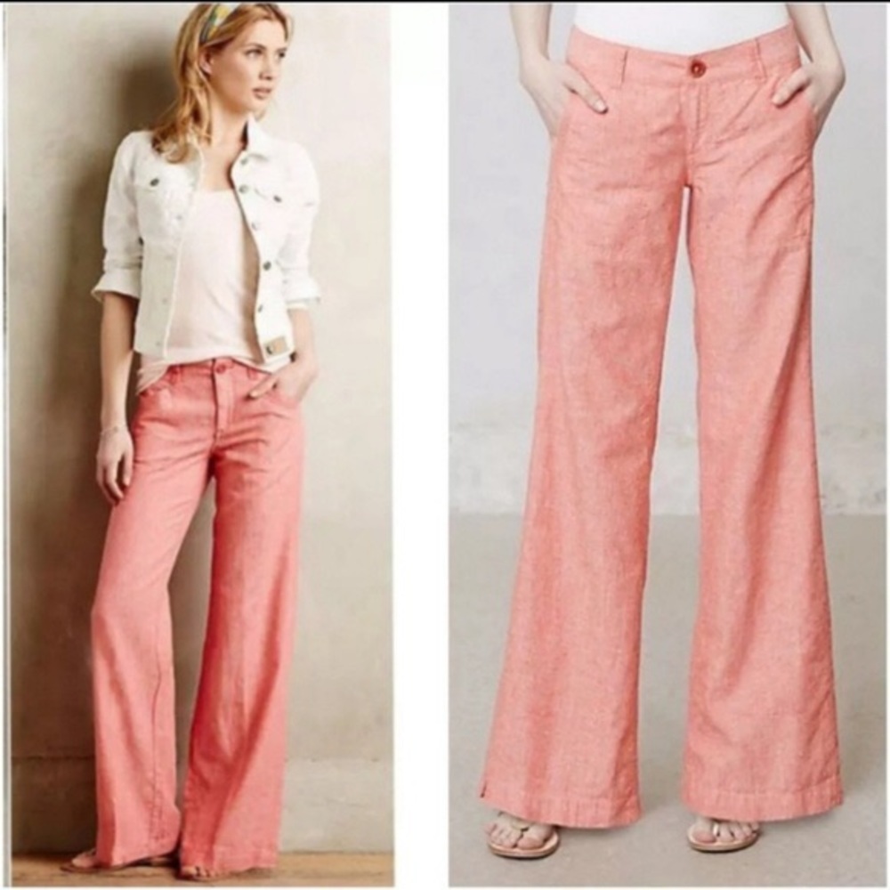 Anthro Pilcro & The Letterpress Linen Wide leg pants